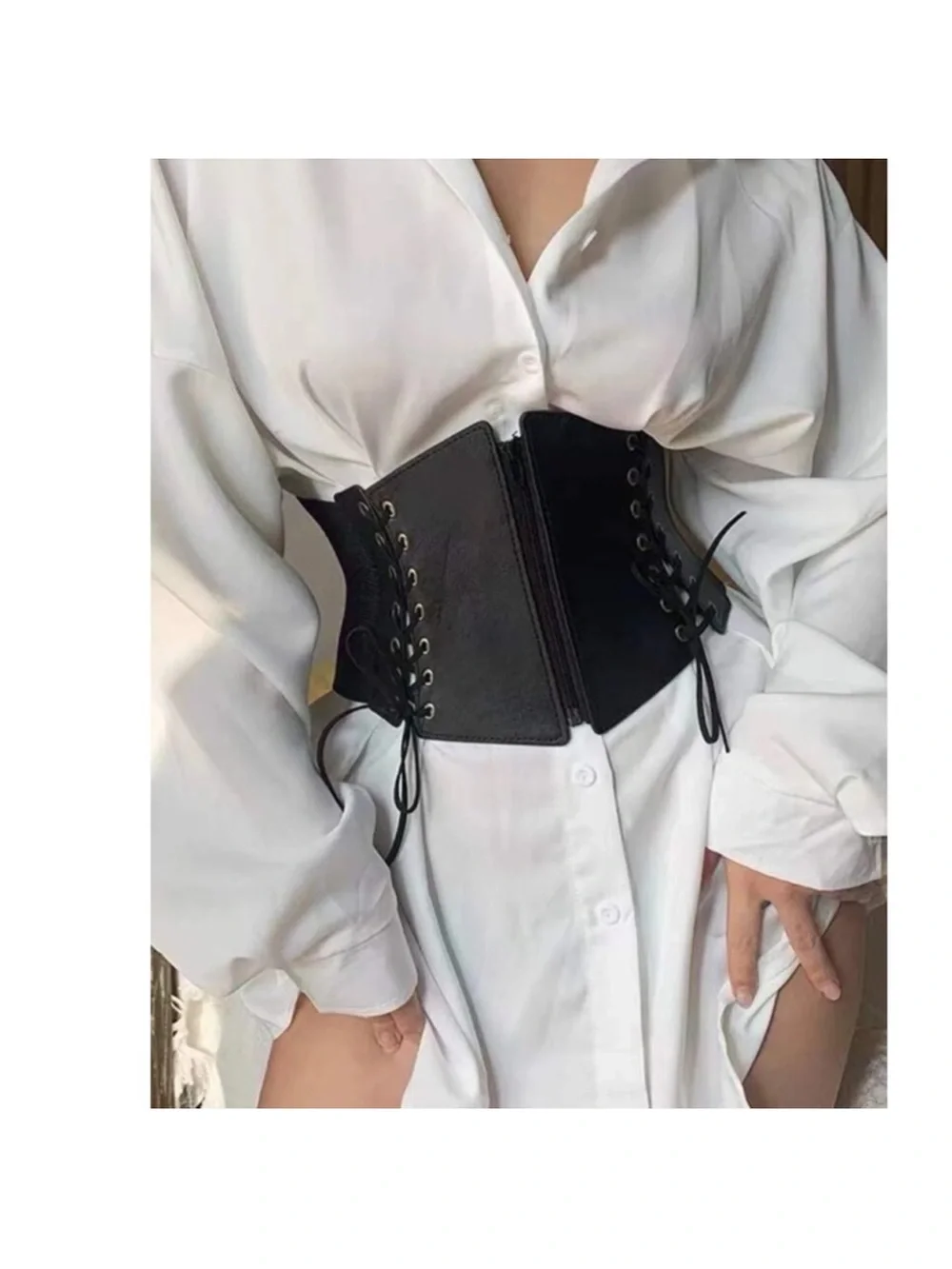Vegan Leather Lace Up Corset Belt